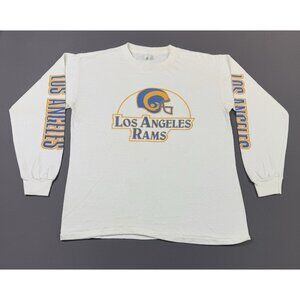 Rare Vintage 80s 90s Los Angeles Rams NFL Helmet Art Football Long Sleeve Shirt